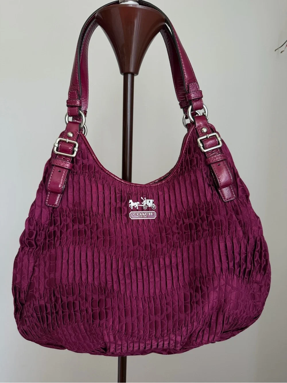2000’s Vintage Madison Maggie pleated berry coach bag
